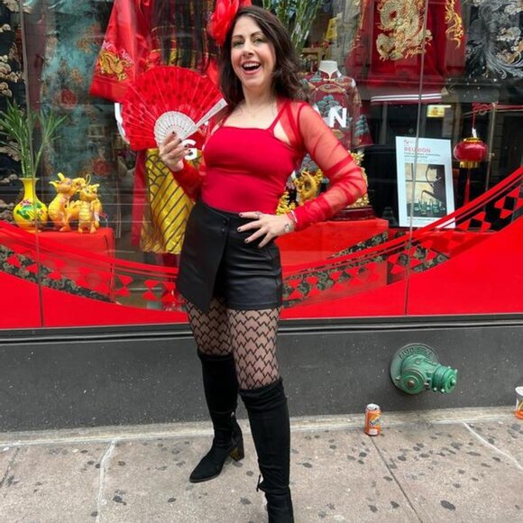 NWT Marcella NYC red mesh ruched Madison Bolero - Picture 5 of 11